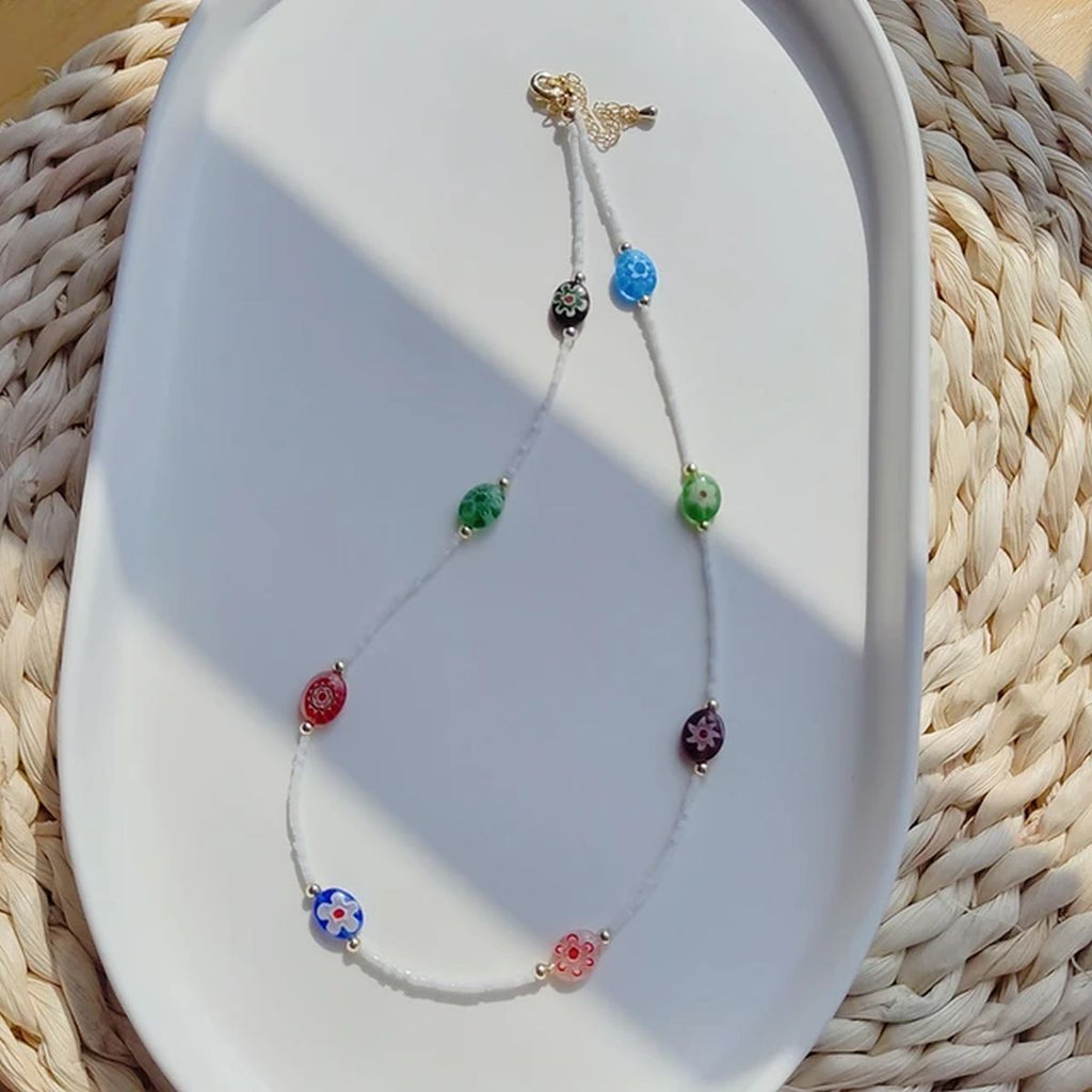 Evil Eye Rainbow Multi 18K Gold Beads Anti Tarnish Beads Necklace Bulk