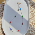 Evil Eye Rainbow Multi 18K Gold Beads Anti Tarnish Beads Necklace Bulk