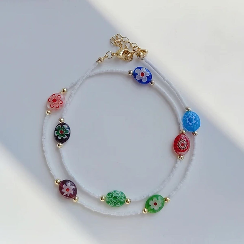 Evil Eye Rainbow Multi 18K Gold Beads Anti Tarnish Beads Necklace Bulk