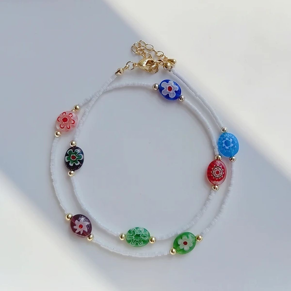 Evil Eye Rainbow Multi 18K Gold Beads Anti Tarnish Beads Necklace Bulk