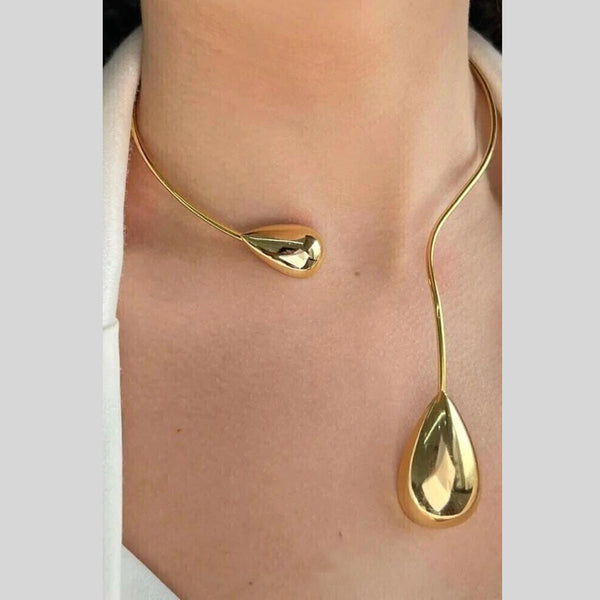 Dual Tear Drop Headphone Hasli 18K Gold Anti Tarnish Necklace Bulk Main image