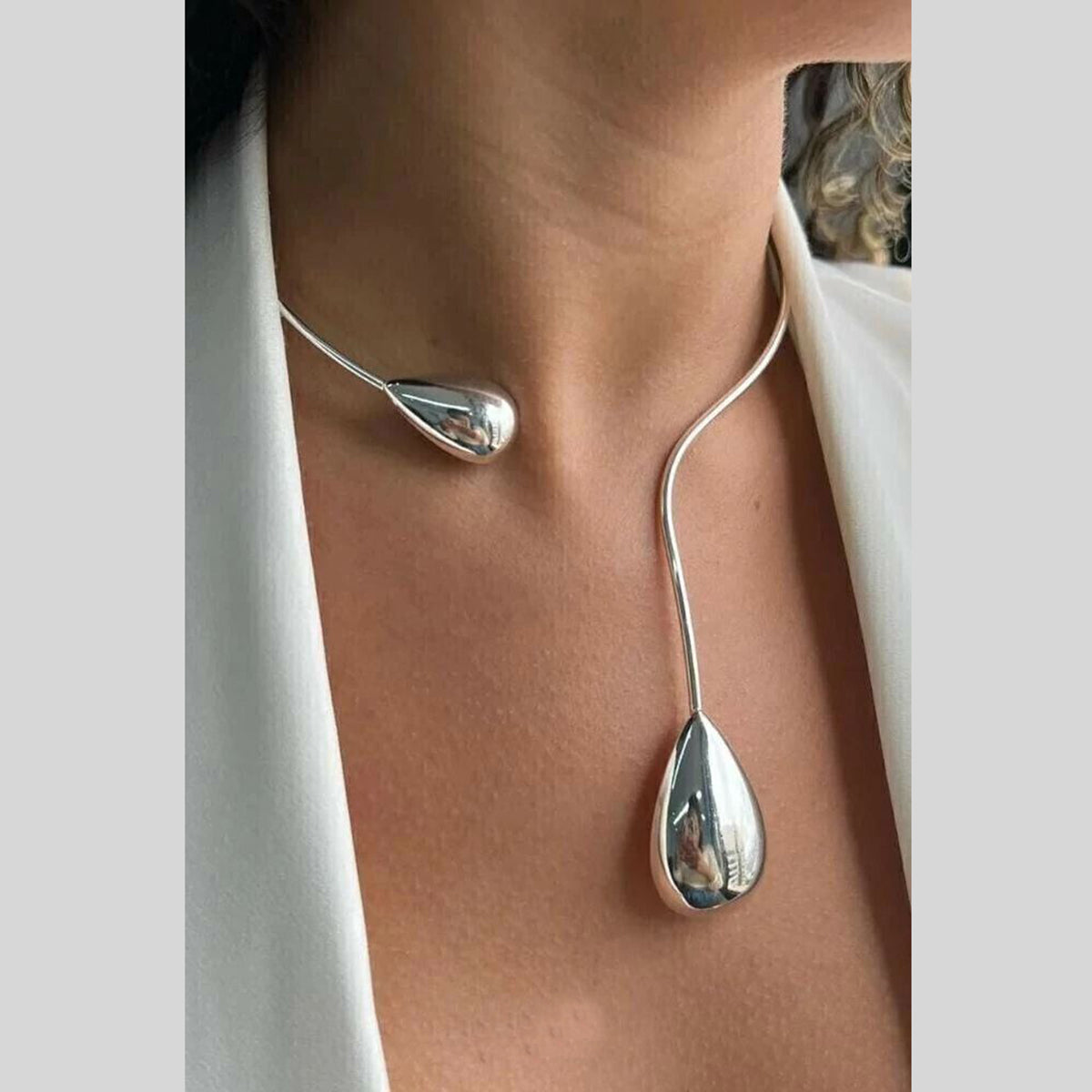 Dual Tear Drop Headphone Hasli 18K Gold Anti Tarnish Necklace Bulk