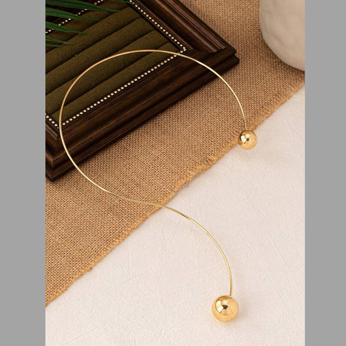 Question Mark 18K Gold Anti Tarnish Long Hasli Necklace For Women Main image