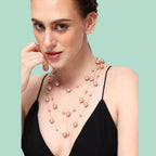 Layer Pearl Pink Rose Gold Anti Tarnish Long Necklace For Women Bulk