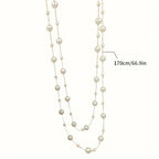 Layer Pearl Pink Rose Gold Anti Tarnish Long Necklace For Women Bulk