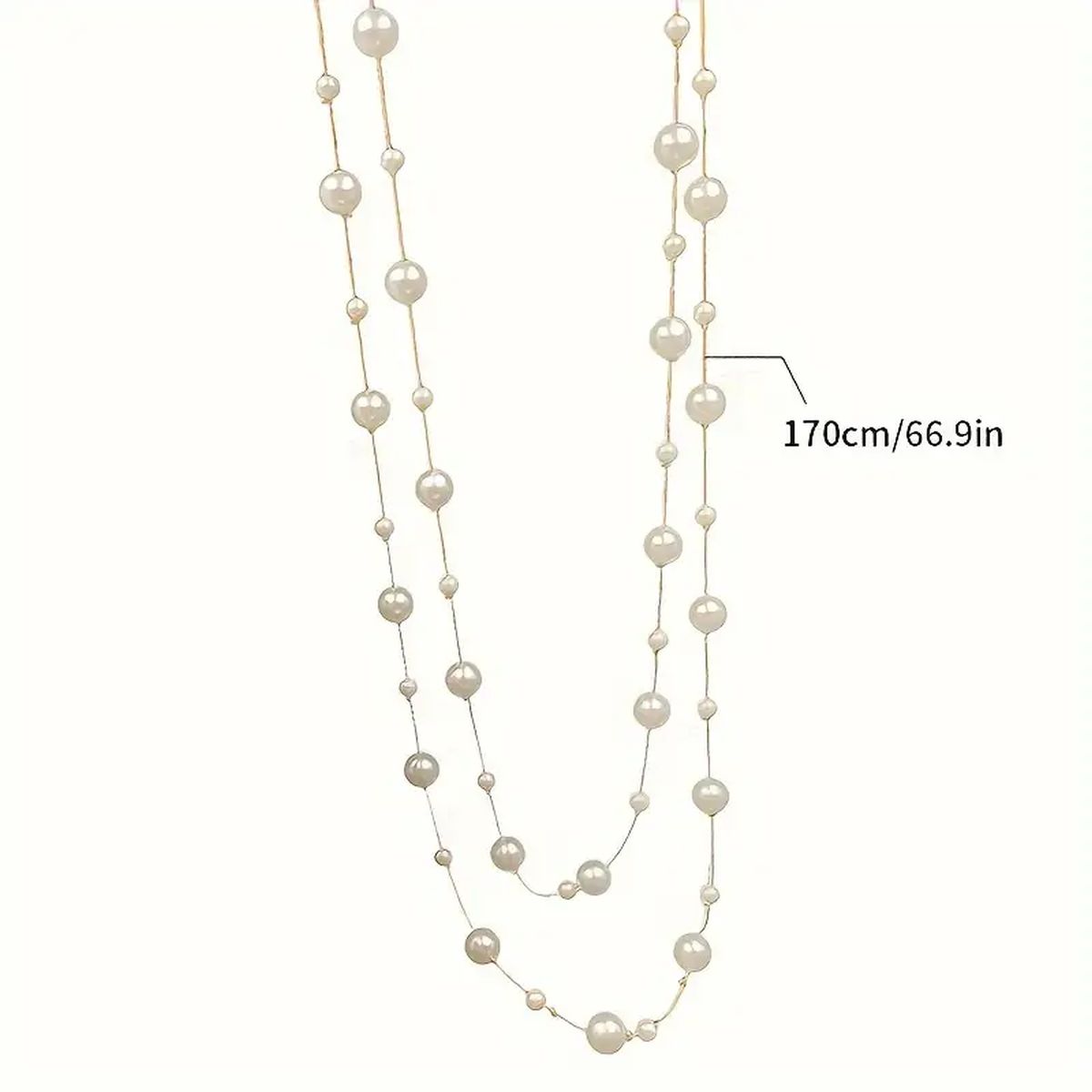 Layer Pearl Pink Rose Gold Anti Tarnish Long Necklace For Women Bulk