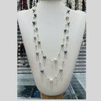 Dual Layer Pearl Multicolour Silver Anti Tarnish Long Necklace Bulk