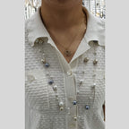 Dual Layer Pearl Multicolour Silver Anti Tarnish Long Necklace Bulk