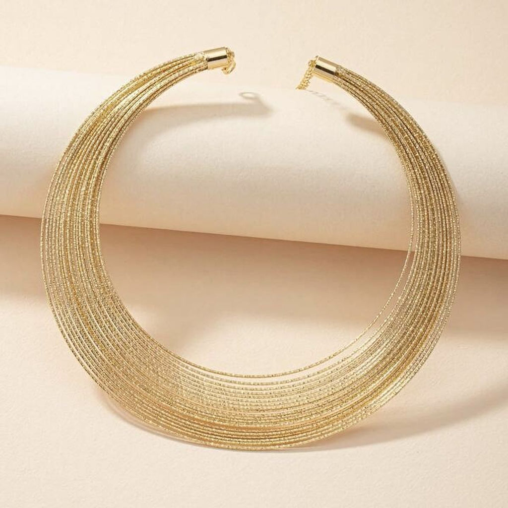 Layer 18K Gold Anti Tarnish Choker Hasli Necklace For Women Bulk