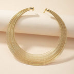 Layer 18K Gold Anti Tarnish Choker Hasli Necklace For Women Bulk
