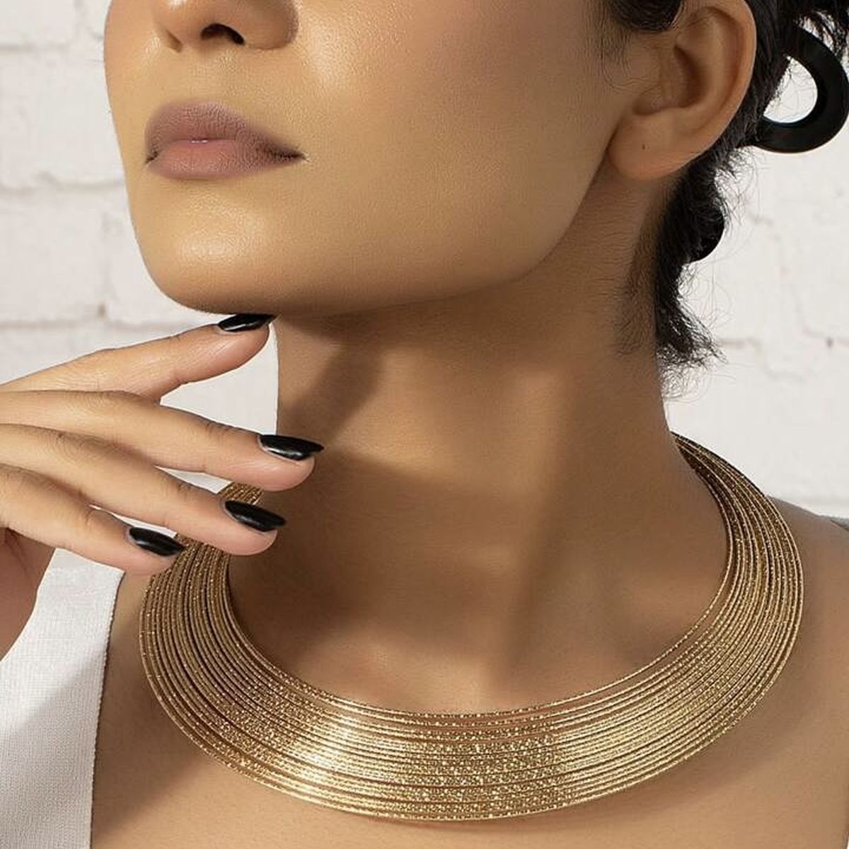 Layer 18K Gold Anti Tarnish Choker Hasli Necklace For Women Bulk