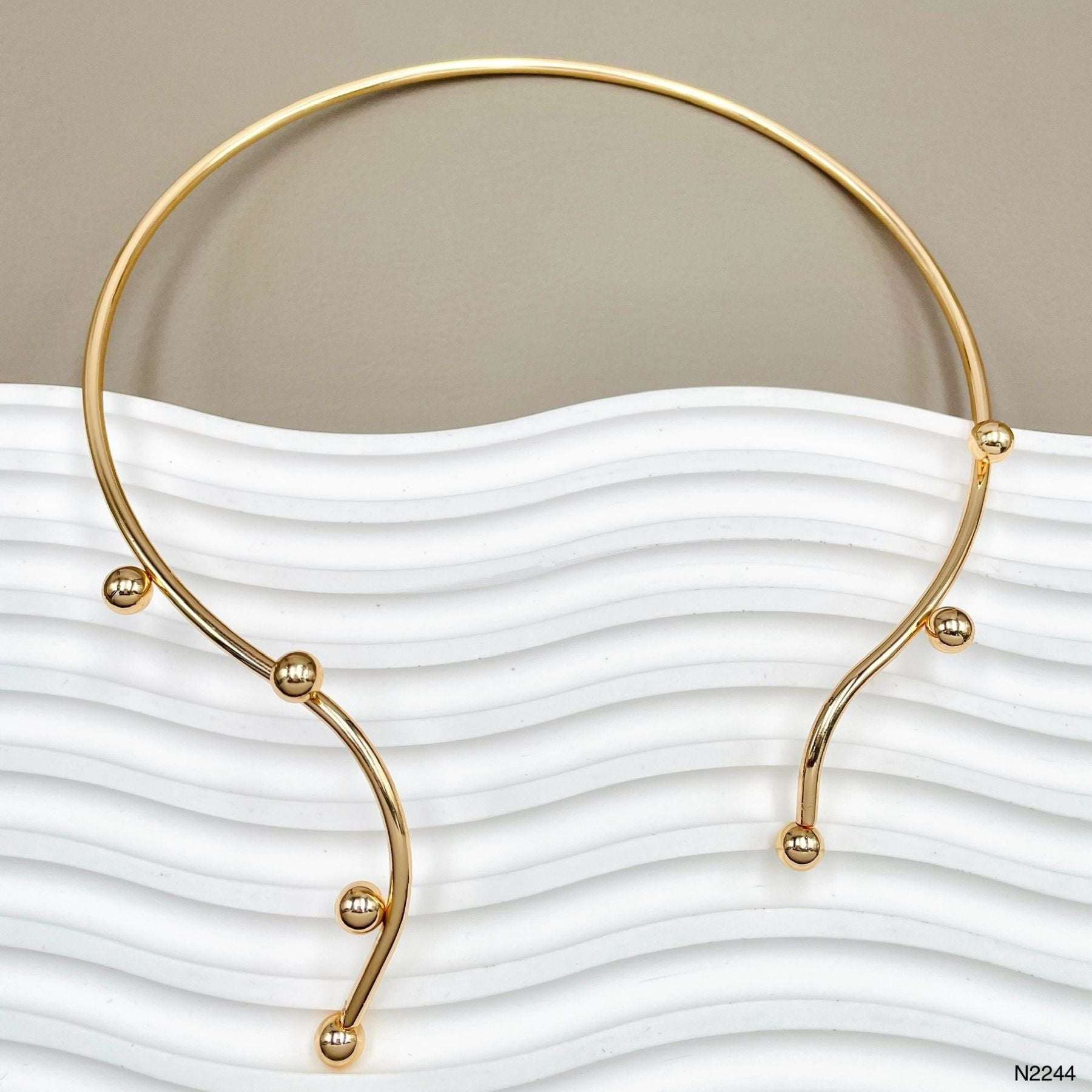 Soiled Question Mark 18K Gold Anti Tarnish Long Hasli Necklace Bulk Secondary image
