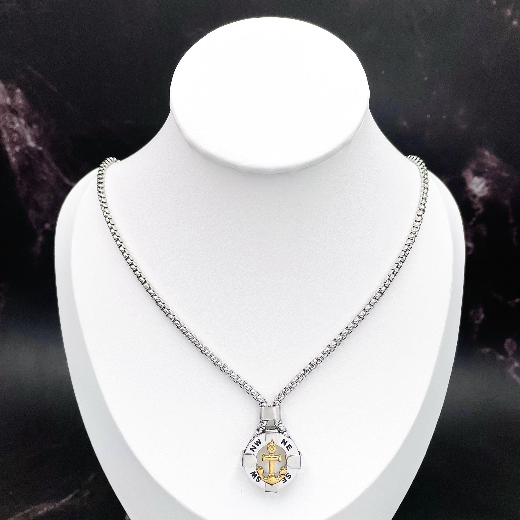 Anchor Silver 18K Gold Stainless Steel Necklace Pendant Chain Men Bulk