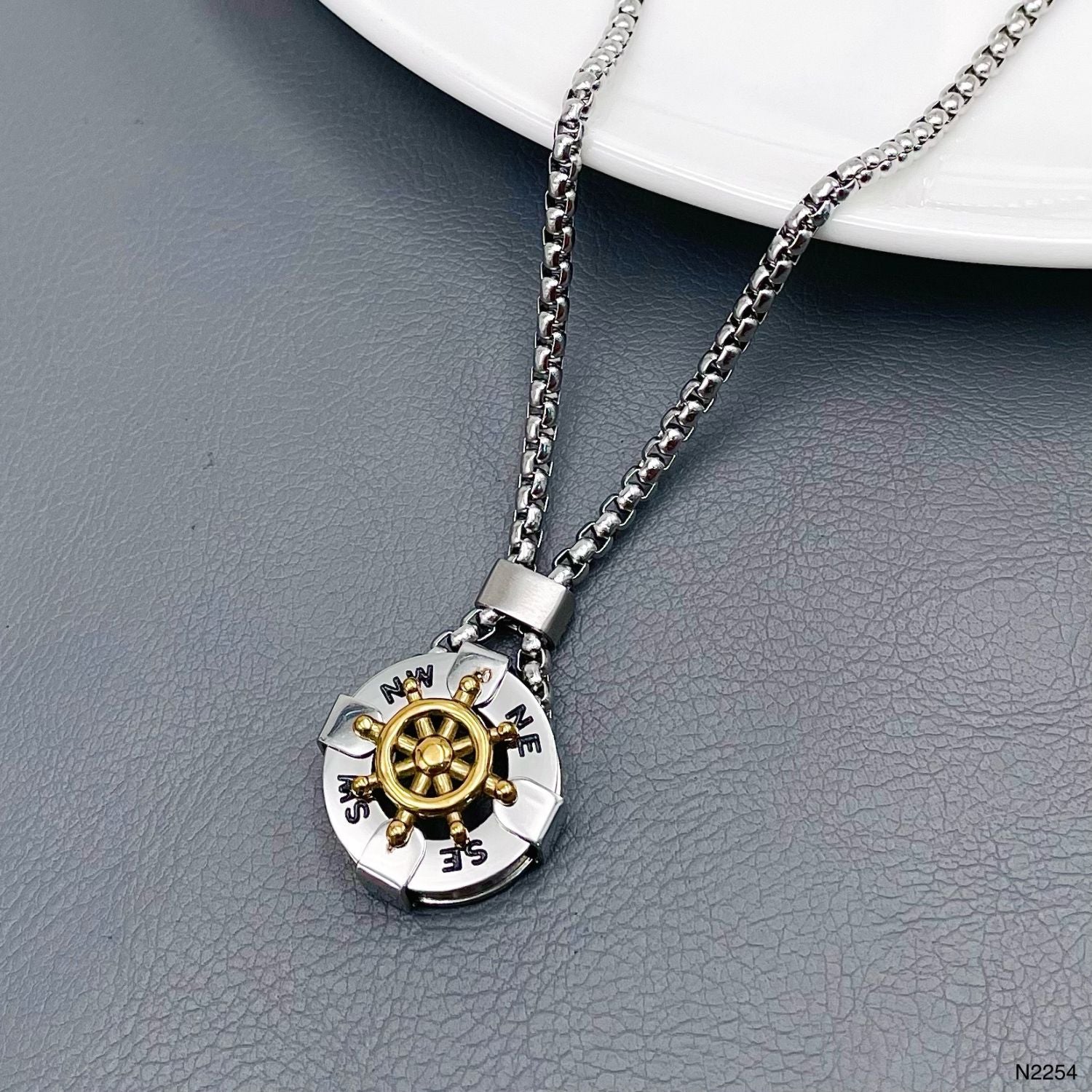 Wheel Silver 18K Gold Stainless Steel Necklace Pendant Chain Men Bulk Main image