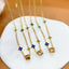 Clover Flower Stainless Steel Enamel Blue Green 18K Gold Anti Tarnish Necklace For Women