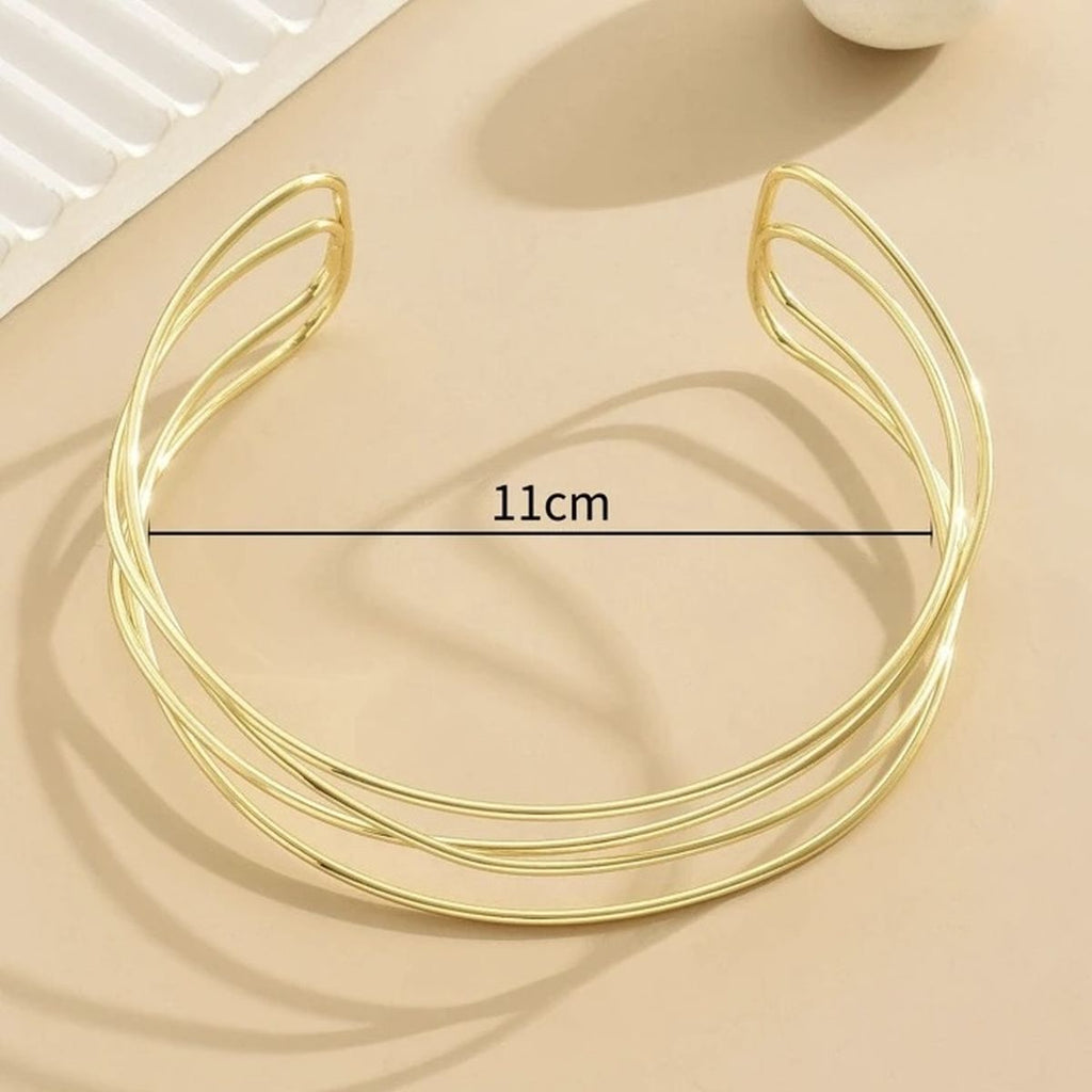 Cross Over 18K Gold Iron Collar Hasli Necklace For Women Bulk