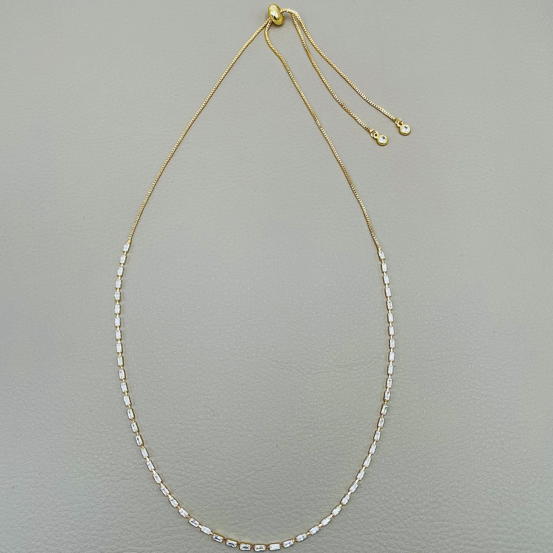 Baguette Solitaire Cubic Zirconia 18K Gold Anti Tarnish Necklace Bulk Main image