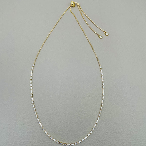 Baguette Solitaire Cubic Zirconia 18K Gold Anti Tarnish Necklace Bulk Main image