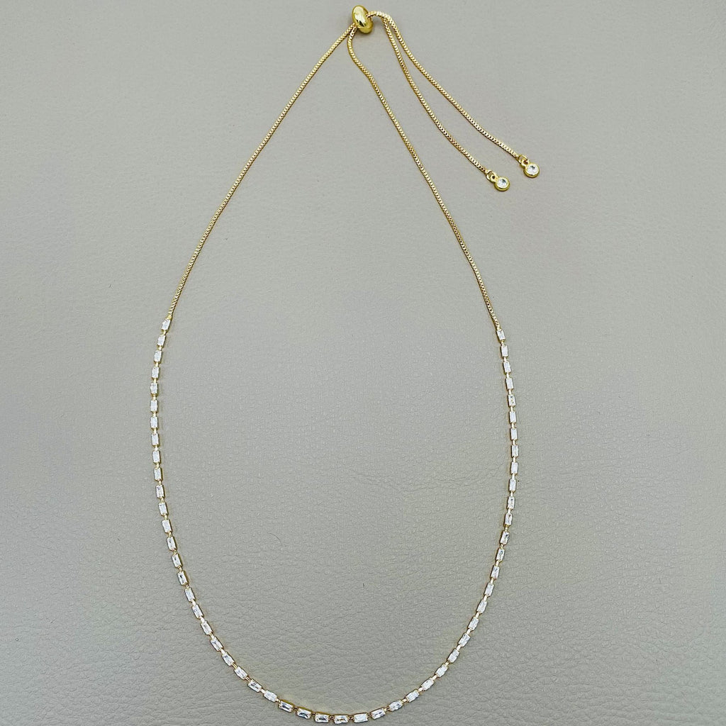 Baguette Solitaire Cubic Zirconia 18K Gold Anti Tarnish Necklace Bulk