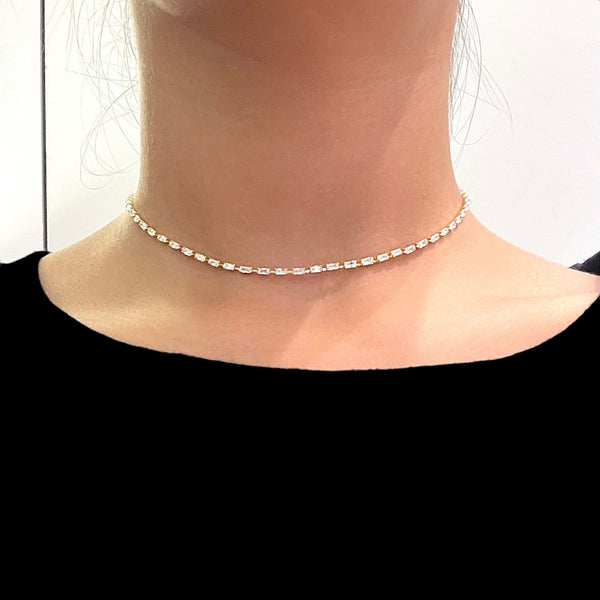Baguette Solitaire Cubic Zirconia 18K Gold Anti Tarnish Necklace Bulk Secondary image