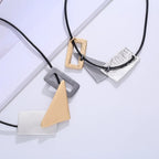 Geometric Shape Multi Grey 18K Gold Silver Anti Tarnish Necklace Bulk