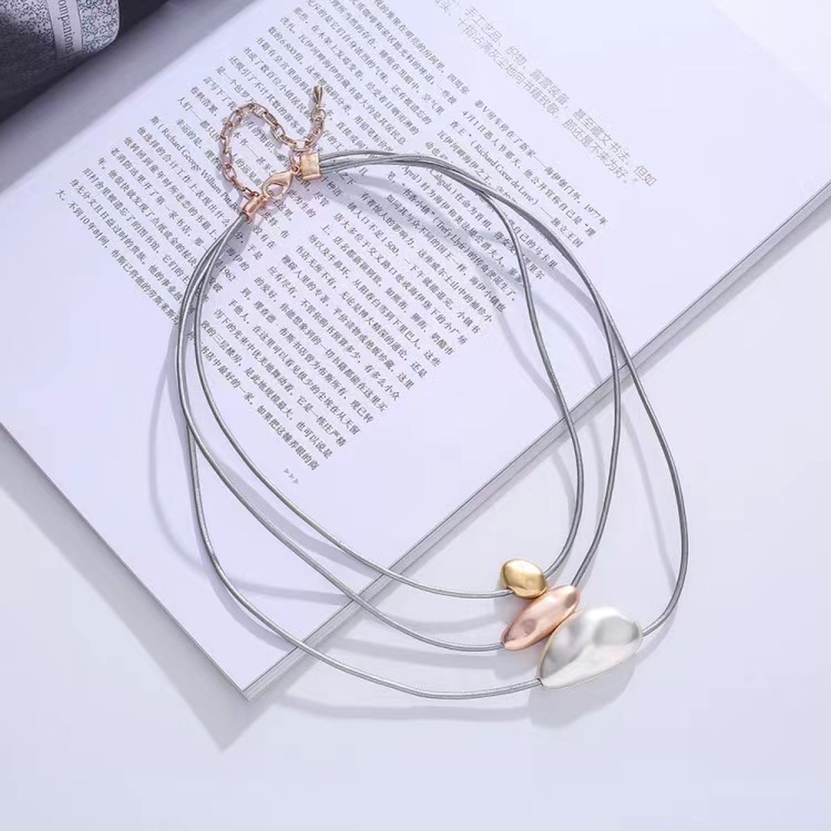 Multi Rose Gold Silver Mother Of Pearl Anti Tarnish Layer Necklace For Women Main image