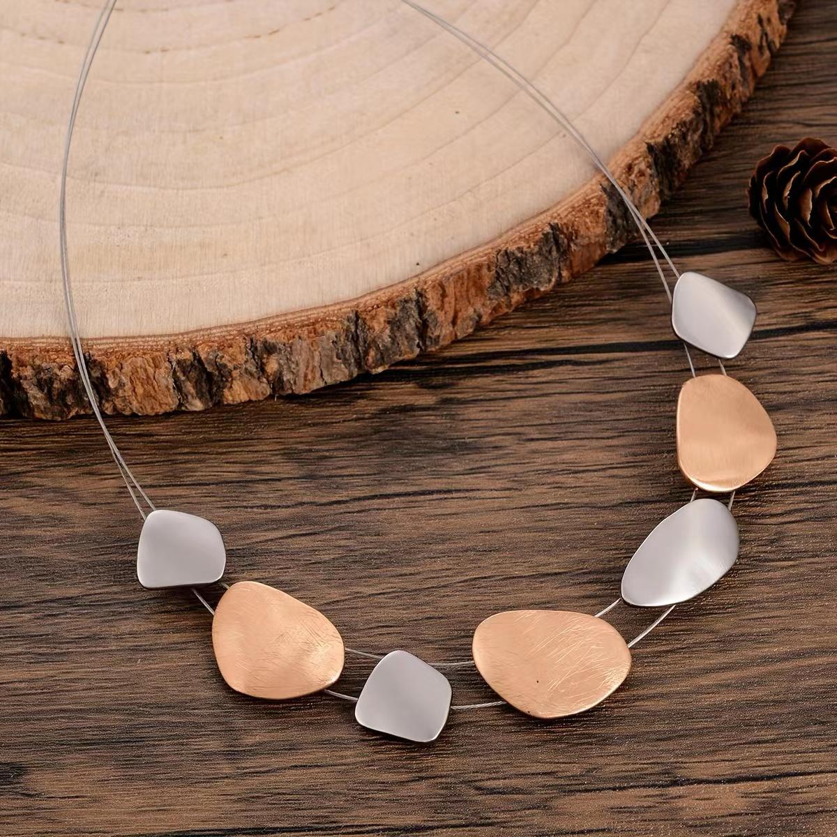 Two Tone Multi Rose Gold Silver Anti Tarnish Necklace For Women Bulk Main image