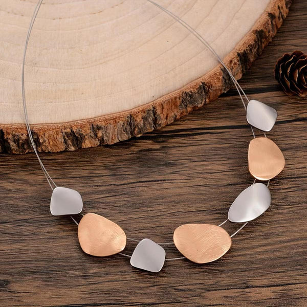 Two Tone Multi Rose Gold Silver Anti Tarnish Necklace For Women Bulk Main image