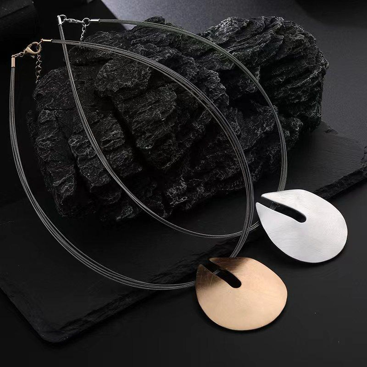 Drop Grey Silver Anti Tarnish Heavy Necklace For Women Bulk