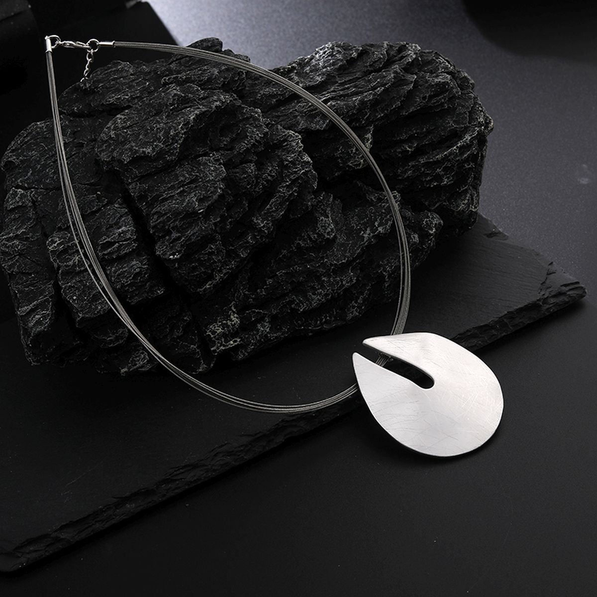 Drop Grey Silver Anti Tarnish Heavy Necklace For Women Bulk