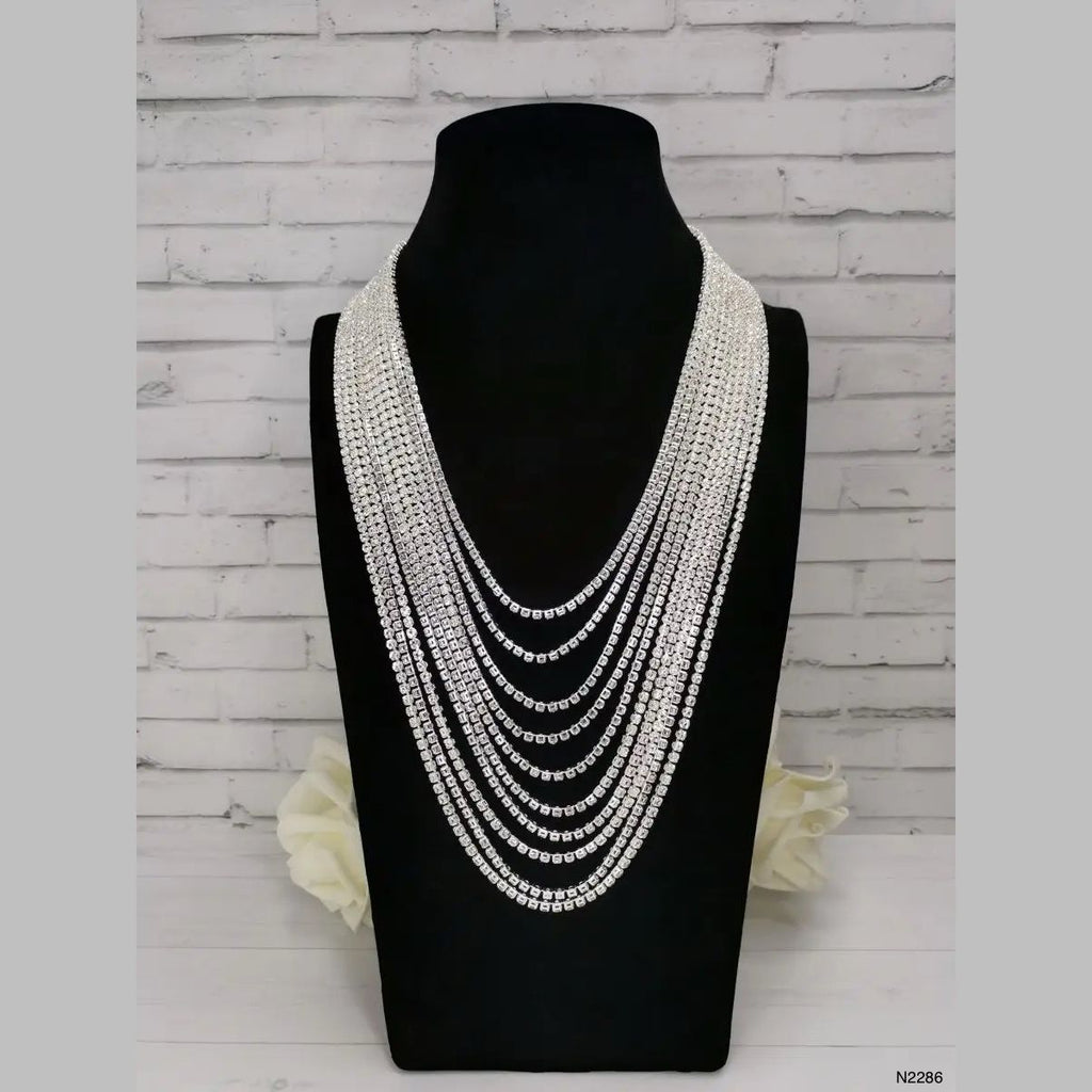 Layered Rhinestone Silver Anti Tarnish Necklace For Women Bulk