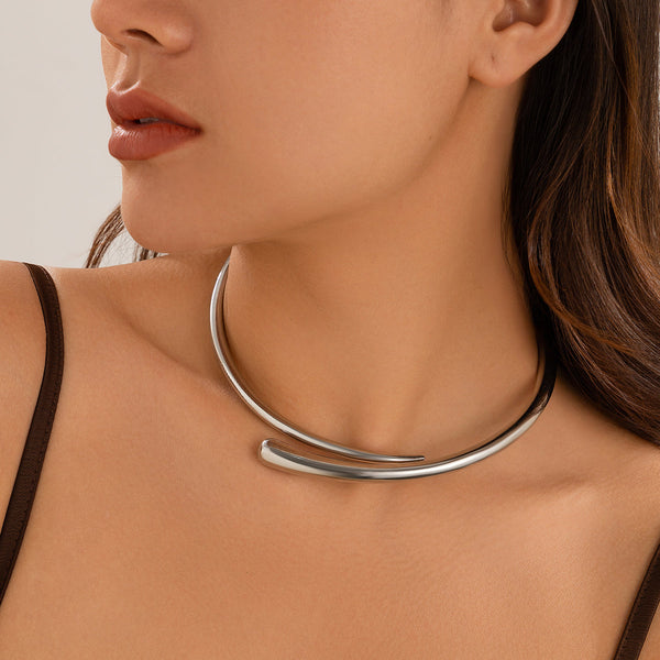 Pointy Silver Anti Tarnish Hasli Choker Necklace For Women Bulk Secondary image