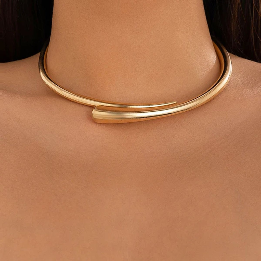 18K Gold Anti Tarnish Collar Hasli Necklace For Women