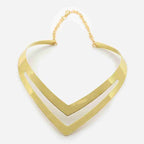 Dual V Shape Gold Stainless Steel Collar Choker Hasli Necklace Bulk