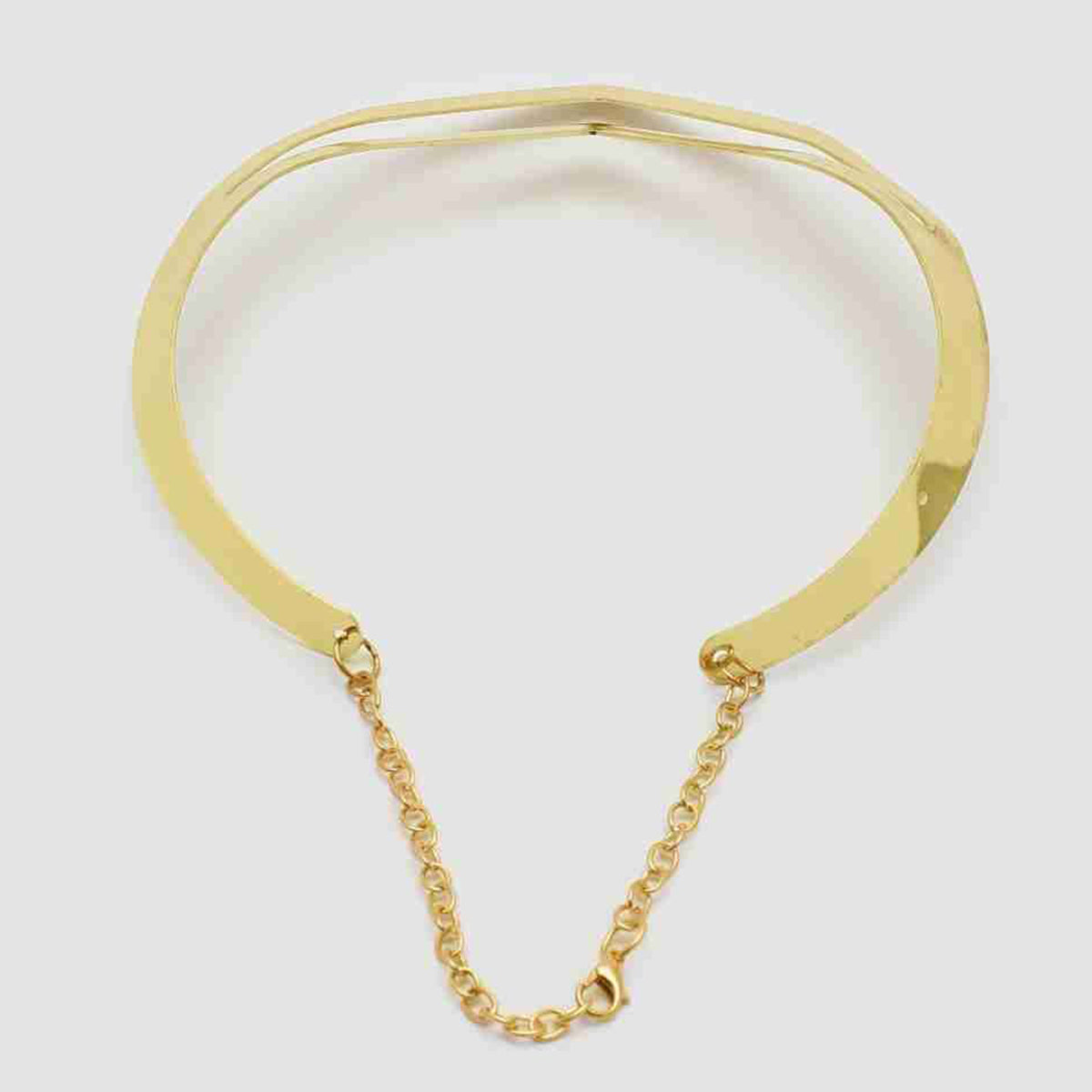 Dual V Shape Gold Stainless Steel Collar Choker Hasli Necklace Bulk