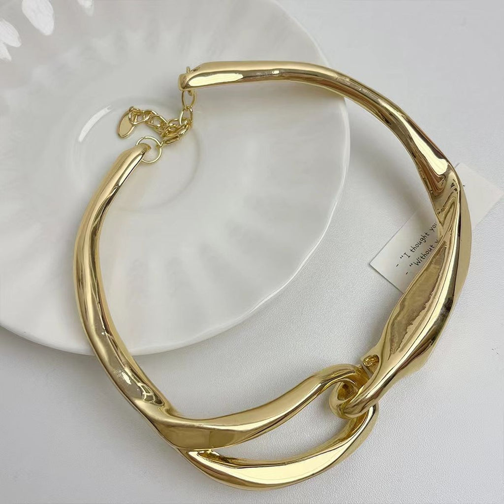 CZ 18K Gold Anti Tarnish Hasli Thick Choker Necklace For Women Bulk
