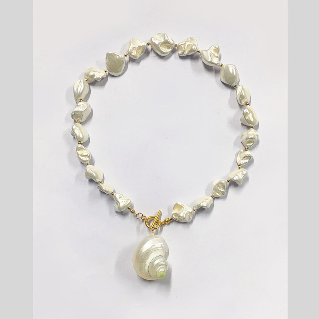 Conch Shell Pearl White 18K Gold Anti Tarnish Necklace For Women Bulk