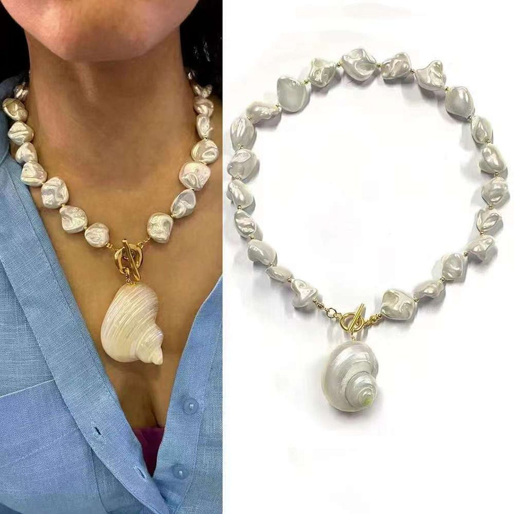 Conch Shell Pearl White 18K Gold Anti Tarnish Necklace For Women Bulk