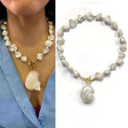 Conch Shell Pearl White 18K Gold Anti Tarnish Necklace For Women Bulk