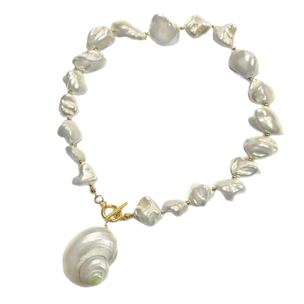 Conch Shell Pearl White 18K Gold Anti Tarnish Necklace For Women Bulk