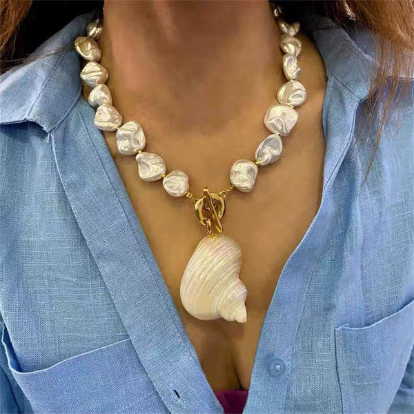 Conch Shell Pearl White 18K Gold Anti Tarnish Necklace For Women Bulk Secondary image