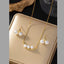 White 18K Gold Three Pearl Anti Tarnish Pendant Chain Earring Set Bulk