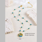 Beach Palm Tree Beads Pearl Green 18K Gold Stainless Steel Anti Tarnish Necklace For Women