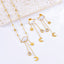 Crescent Star Cloud Cubic Zirconia Mother Of Pearl White 18K Gold Stainless Steel Anti Tarnish Necklace Earring Set For Women