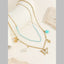 Butterfly Beads Mother Of Pearl Green White 18K Gold Stainless Steel Anti Tarnish Dual Layer Link Chain Necklace For Women