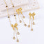 Ribbon CZ Gold Stainless Steel Anti Tarnish Necklace Earring Set Bulk