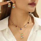 Multi Gold Stainless Steel Anti Tarnish Necklace Earring Set Kids Bulk