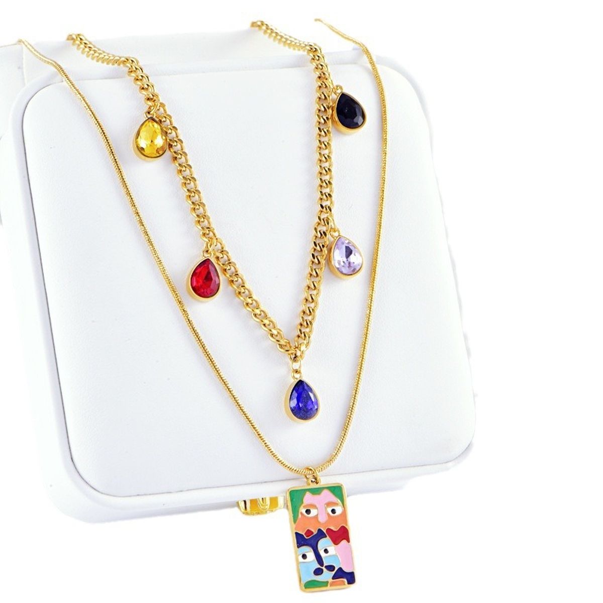 Multi Gold Stainless Steel Anti Tarnish Necklace Earring Set Kids Bulk