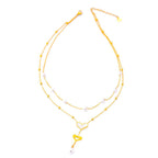 Heart Pearl Mother Of Pearl White 18K Gold Stainless Steel Anti Tarnish Dual Layer Link Chain Y Necklace For Women
