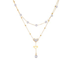 Heart Pearl Mother Of Pearl White 18K Gold Stainless Steel Anti Tarnish Dual Layer Link Chain Y Necklace For Women